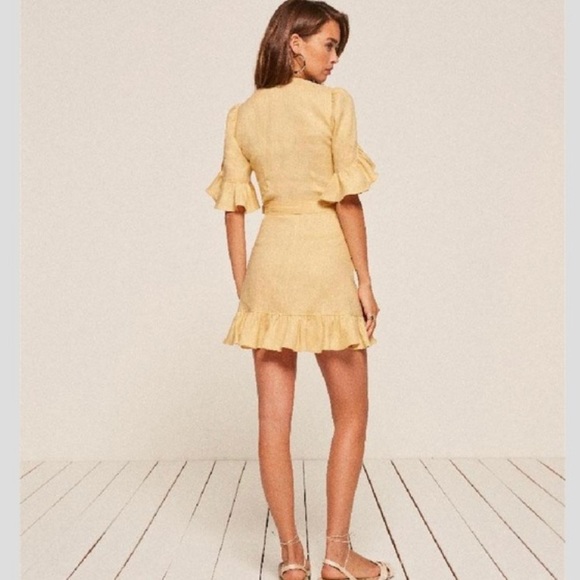 Reformation Yellow Ruffle Mini Dress - Picture 6 of 11